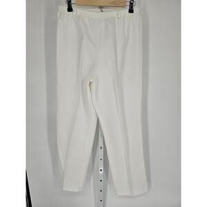 Bending Easy Women's White Casual Polyester High Rise Elastic Waist Pant Size 16
